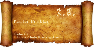 Kalla Britta névjegykártya